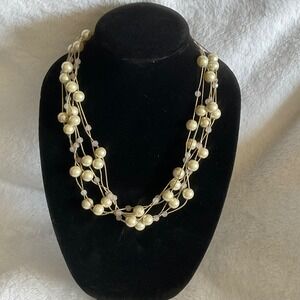 Talbots Pearl Bead Multi Strand Necklace